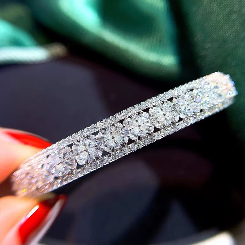 Aazuo Fine Jewelry Fashionlife18K Gold Real Diamond 2.9Ct Luxury Bangle for Woman Upscale Trendy Wedding Engagement Party Luxury