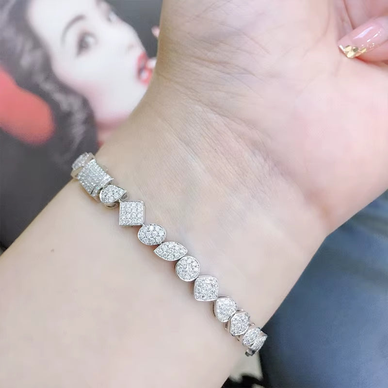 Aazuo Luxury Jewelry 18K Gold Real Diamond 2.2Ct Irregular Shape Bangle for Woman Upscale Trendy Wedding Engagement Party Luxury