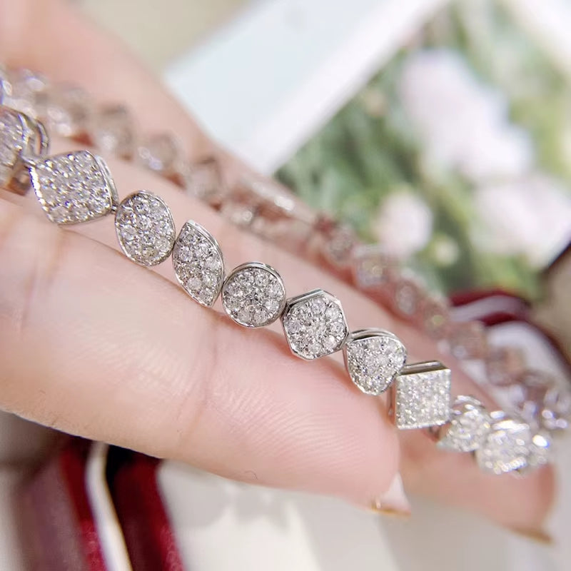 Aazuo Luxury Jewelry 18K Gold Real Diamond 2.2Ct Irregular Shape Bangle for Woman Upscale Trendy Wedding Engagement Party Luxury