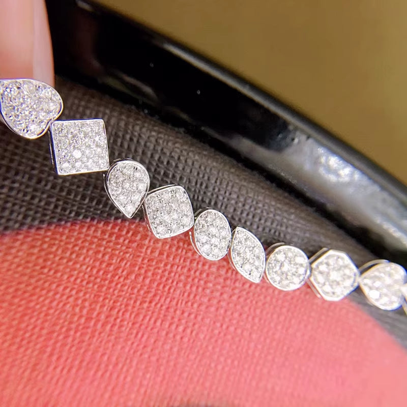 Aazuo Luxury Jewelry 18K Gold Real Diamond 2.2Ct Irregular Shape Bangle for Woman Upscale Trendy Wedding Engagement Party Luxury