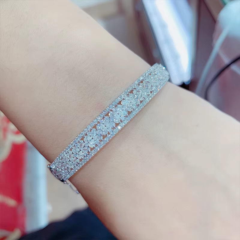 Aazuo Fine Jewelry Fashionlife18K Gold Real Diamond 2.9Ct Luxury Bangle for Woman Upscale Trendy Wedding Engagement Party Luxury