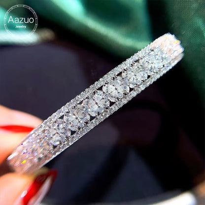 Aazuo Fine Jewelry Fashionlife18K Gold Real Diamond 2.9Ct Luxury Bangle for Woman Upscale Trendy Wedding Engagement Party Luxury