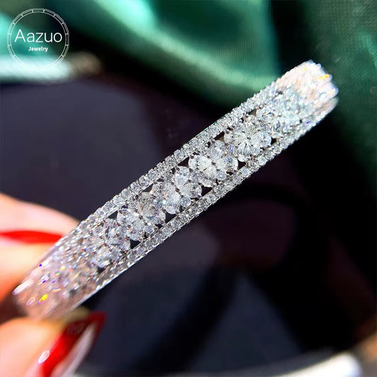 Aazuo Fine Jewelry Fashionlife18K Gold Real Diamond 2.9Ct Luxury Bangle for Woman Upscale Trendy Wedding Engagement Party Luxury