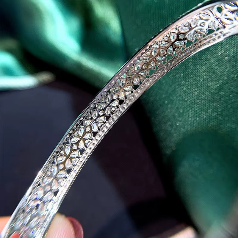 Aazuo Fine Jewelry Fashionlife18K Gold Real Diamond 2.9Ct Luxury Bangle for Woman Upscale Trendy Wedding Engagement Party Luxury